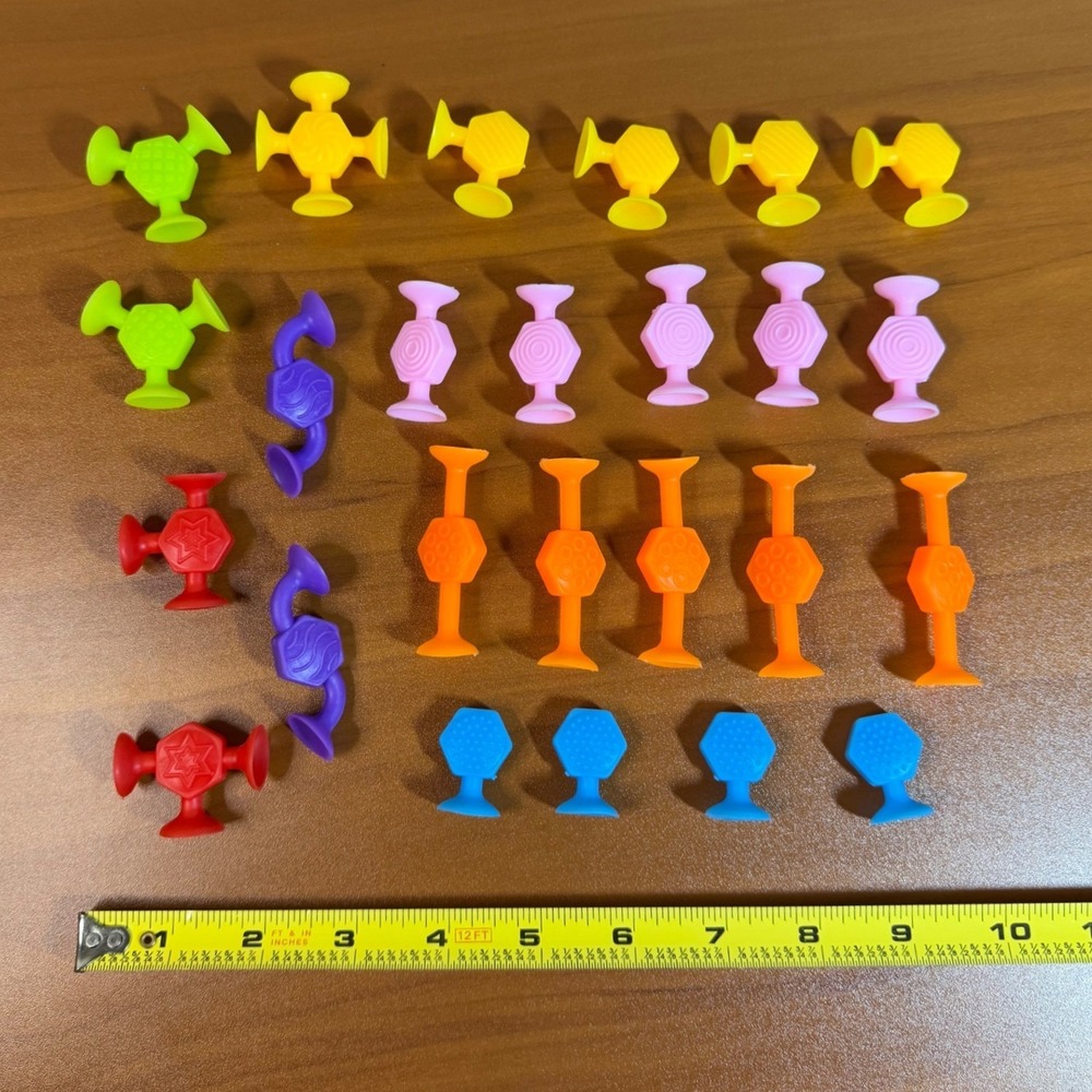 25pc Textured Suction Cup Building Toys Kids Sensory Stacking Construction Set